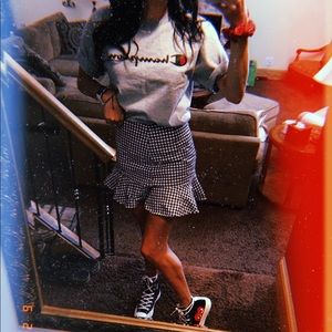 Forever 21 black & white checkered ruffle skirt